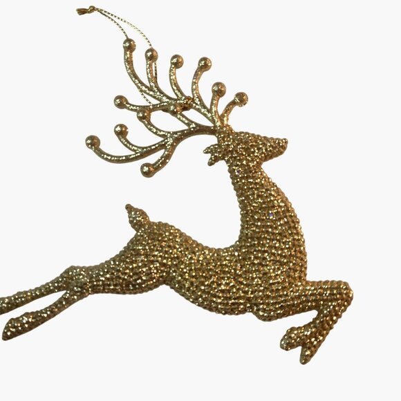 Gold Glitter Reindeer Christmas Tree Ornament - Picture 2 of 3